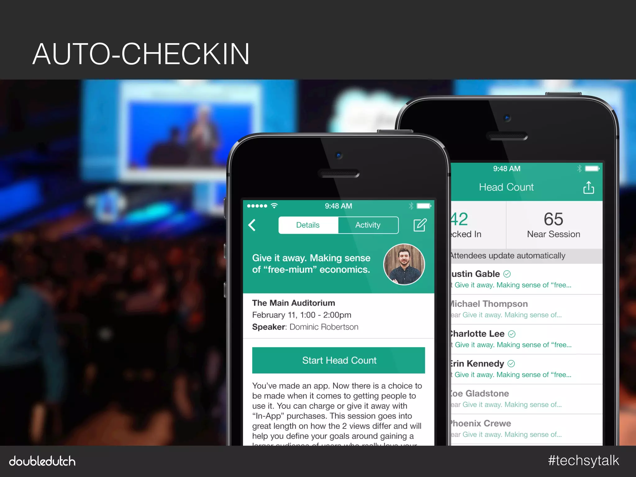 #techsytalk!
AUTO-CHECKIN!
 