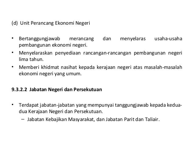 9 Jentera Pentadbiran Kerajaan Persekutuan Dan Negeri Di Malaysia