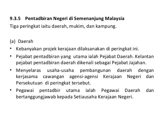 9 jentera pentadbiran kerajaan persekutuan dan negeri di malaysia