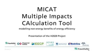 © Fraunhofer ISI
MICAT
Multiple Impacts
CAlculation Tool
modelling non-energy benefits of energy efficiency
Presentation of the H2020 Project
 