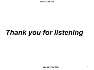 Thank you for listening
UN RESTRICTED
25
UN RESTRICTED
 