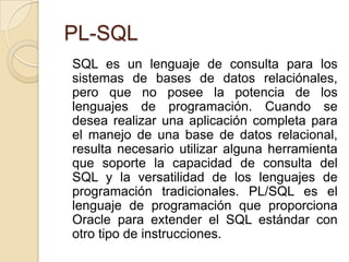 Programacion Pl/sql PL SQL Diplomado Oracle | PPTX