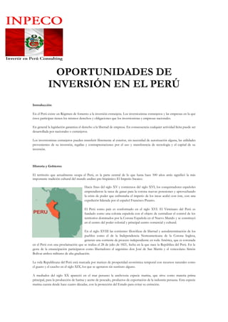 PORQUE INVERTIR EN PERU HISTORIA GOBIERNO Y SISTEMA POLITICO EN PERU