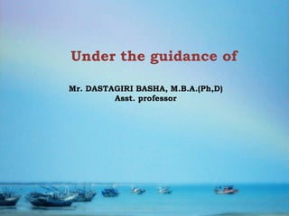 Under the guidance of
Mr. DASTAGIRI BASHA, M.B.A.(Ph,D)
Asst. professor
 