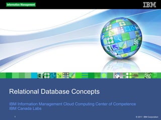 Relational Database Concepts
IBM Information Management Cloud Computing Center of Competence
IBM Canada Labs
1

© 2011 IBM Corporation

 