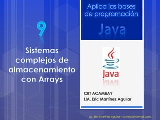 Aplica las bases
de programación




CBT ACAMBAY
LIA. Eric Martínez Aguilar



  Lic. Eric Martínez Aguilar – cbteric@hotmail.com
 