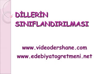 DİLLERİN SINIFLANDIRILMASI www.videodershane.com www.edebiyatogretmeni.net 