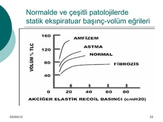 Normalde ve çeşitli patolojilerde
           statik ekspiratuar başınç-volüm eğrileri




03/04/12                                          22
 