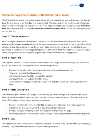 9 step on page search engine optimization guide part 1