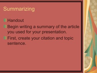 9. summarizing, newspaper presentations | PPT