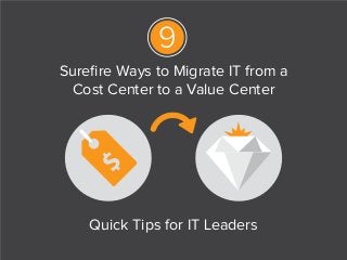 Surefire Ways to Migrate IT from a
Cost Center to a Value Center
Quick Tips for IT Leaders
 