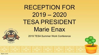 RECEPTION FOR
2019 – 2020
TESA PRESIDENT
Marie Enax
2019 TESA Summer Work Conference
 