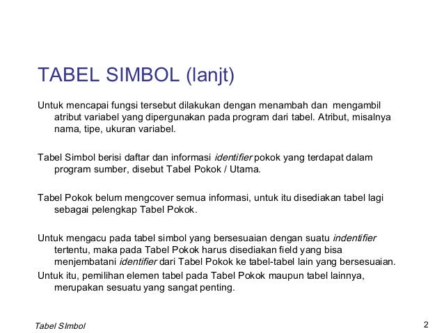 9 Tabel Informasi