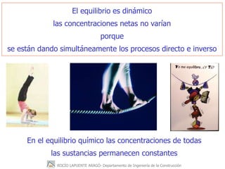 ROCÍO LAPUENTE ARAGÓ- Departamento de Ingeniería de la Construcción
El equilibrio es dinámico
las concentraciones netas no...