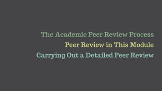 The Peer Review Process | PDF