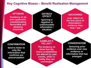 Key Cognitive Biases – Benefit Realisation Management
OPTIMISM
Tendency to be
over-optimistic,
overestimating
favourable a...