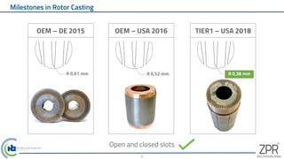 OEM – USA 2016
OEM – DE 2015
R 0,52 mm
TIER1 – USA 2018
R 0,38 mm
R 0,61 mm
Milestones in Rotor Casting
Open and closed slots
4
 