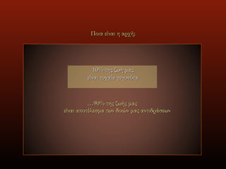 Ποια είναι η αρχή; 10%  της ζωή μας είναι τυχαία γεγονότα … 90%  της ζωής μας  είναι αποτέλεσμα των δικών μας αντιδράσεων 