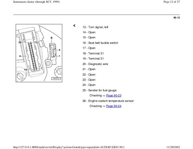 Audi A4 B5 1 8l 1996 Electrical Equipment 90 1 Instrument