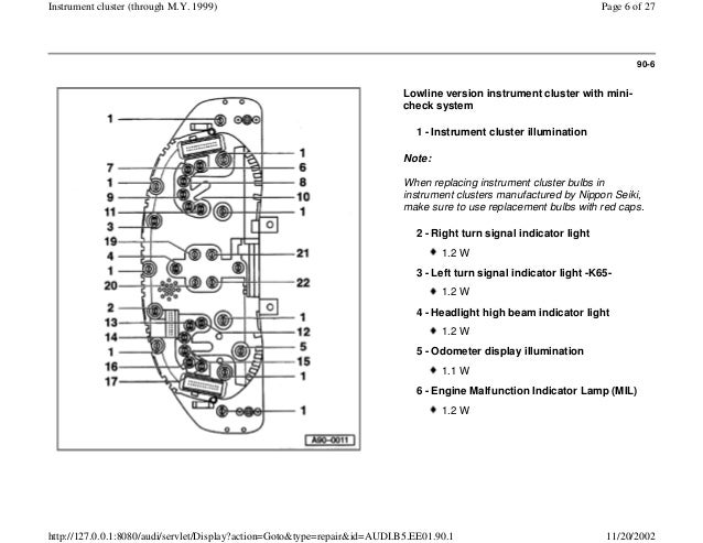 Audi A4 B5 1 8l 1996 Electrical Equipment 90 1 Instrument