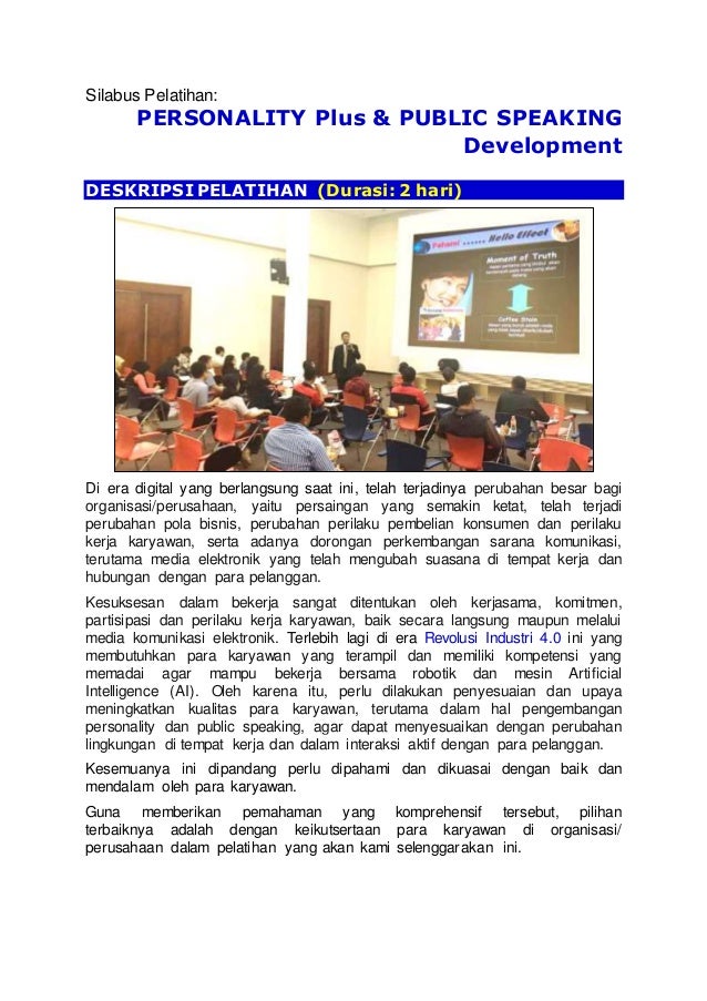 (2022) Silabus Pelatihan &quot;Personality Plus and Public