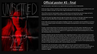 Official poster #3 - final
For my final poster i went back to my original draft and wanted a more simple poster,
So for my colour scheme I wanted to have the black and red contrast because it communicates horror, and
to do this I added a red layer on top of the image and blended it into the original one.
Then off the internet i downloaded a paper crumple texture and layered that onto the image and had to
duplicate the texture to make it more prominent and rotate it to create the 3x3 fold
Then with the paint tool again drew the logo and release date and then on that layer, blended it onto the
image to create the effect that it’s below the crumple to make it look like a real life poster
As for codes and conventions and audience feedback I feel like I successfully used the feedback on previous
posters and created a poster that delivers on that feedback and expectations and creates an interesting an
unique poster.
To start, a reoccurring criticism of my posters was for its dullness so for this poster I decided to use a red
and black colour scheme which to me communicates horror very successfully and is very common for
horror films to use these colours for posters as it is a good way of visually communicating horror, so this is
also following codes and conventions.
Another complaint I got was that the poster wasn’t appealing enough so I used a various set of persuasive
techniques that follow codes and conventions, first is the shot use, on the poster front and centre is a close
shot of my main character and it is very clear this time as a criticism I got was that my last image was hard
to make out/too distorted and they are staring dead on into the camera, this will create a sense of intimacy
with the audience and help draw in my audience, and with my secondary research it will hopefully allow me
to draw in a major female audience with a woman being on the cover.
On top of this, for my last poster I used a tagline and for this one I wanted to experiment and use
iconography to sell my poster and sacrifice the tagline as I didn’t want it to have to much, so stylistically an
audience could collect the posters, however so this poster users the name of one of my actors to sell
instead of a tagline
 