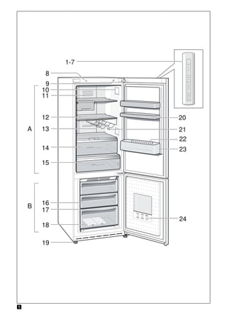 tr
83
Enerji tasarrufu
■ Cihazı serin ve iyi havalandırılmış bir
yere kurunuz! Güneş ışınları doğrudan
cihazın kurulacağı yere gelmemeli ve
cihaz sıcaklık oluşturan cisimlerin ve
ısı kaynaklarının (örn. soba, kalorifer,
ocak, fırın gibi) yanına veya yakınına
kurulmamalıdır.
Gerekirse bir izolasyon plakası
kullanınız.
■ Sıcak besinleri ve içecekleri cihaza
yerleştirmeden önce soğumasını
bekleyiniz ve soğuduktan sonra cihaza
yerleştiriniz!
■ Donmuş gıda maddelerinin buzlarını
çözmek istediğiniz zaman, bunları
buzdolabının soğutma bölümüne
koyunuz, buzları orada çözülsün.
Dondurulmuş besinlerin soğukluğunu,
diğer besinlerin soğutulmasında
kullanınız.
■ Cihaz kapılarını mümkün olduğu kadar
kısa açınız!
■ Daha fazla elektrik tüketiminin
önlenmesi için, cihazın arka yüzü ara
sıra temizlenmelidir.
■ Eğer mevcutsa:
Duvara mesafe koruma parçalarını
monte ederek, cihazın bildirilmiş enerji
alma gücüne ulaşmasını sağlayınız
(montaj kılavuzuna bakınız). Duvara
olan mesafenin azalması, cihazın
işlevini sınırlamaz veya düşürmez. Bu
durumda, cihazın aldığı enerji miktarı
biraz değişebilir. 75 mm mesafe
aşılmamalıdır.
Çalışma sesleri
Normal çalışma ses ve
gürültüleri
Boğuk horultu
Motorlar çalışıyor (örn. soğutma ünite
grubu, ventilatör).
Fıkırtı, şırıltı ve tınlama sesleri
Boruların içinde soğutma maddesi
akıyor.
Çıtlama sesi
Motor, şalter veya manyetik valfler
açılıyor/kapanıyor.
Çatırdama
Otomatik buz çözme yapılıyor.
Gürültü oluşmasının
önlenmesi
Cihaz düz yerleştirilmemiş
Cihazı lütfen bir su terazisinin yardımı ile
dengeli ayarlayınız. Düzeltme işlemi için
cihazın ayarlanabilen vidalı ayarlarını
kullanınız veya altına uygun parçalar
koyunuz.
Cihaz bir yere ”temas” ediyor
Cihazı, temas ettiği mobilya veya
cihazlardan ayırınız.
Kaplar veya raflar sallanıyor veya
sıkışıyor
Dışarı çıkarılabilen parçaları kontrol
ediniz ve gerekirse yeniden takınız.
Şişeler veya kaplar birbirine değiyor
Şişeleri veya kapları birbirinden biraz
ayırınız.
 