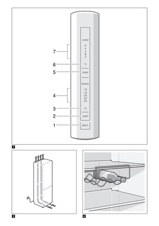 tr
84
Basit hataları kendiniz giderebilirsiniz
Yetkili servisi çağırmadan önce:
Aşağıdaki talimatların yardımıyla arızayı kendinizin giderip gideremiyeceğinizi kontrol
ediniz.
Garanti süresi içerisinde dahi, bu gibi durumlarda servis görevlisinin masraflarının
tümünü kendiniz ödemek zorundasınız!
Arıza Muhtemel sebebi Giderilmesi
Sıcaklık derecesi,
yapılmış ayardan çok
daha farklı.
Bazı durumlarda cihazı 5 dakika
kapatmanız yeterlidir.
Isı derecesi çok sıcak ise, birkaç
saat sonra ısı derecesinin ayar
derecesine yaklaşıp yaklaşmadığını
kontrol ediniz.
Sıcaklık derecesi düşükse, yani çok
soğuksa, sıcaklık derecesini ertesi
gün tekrar kontrol ediniz.
Aydınlatma çalışmıyor.
Resim 1/10
Lamba şalteri sıkışmış. Işık şalterinin hareket edip
etmediğini kontrol ediniz. Resim 1/
9
Aydınlatma bozuk. Aydınlatma bölümüne bakınız.
Soğutucu bölmesi çok
soğuk.
Dondurucu
bölmesinde daha
düşük sıcaklık
sağlanması, soğutucu
bölmesinde de daha
düşük sıcaklık
oluşmasına sebep
olabilir. Bu durum
soğutma tekniği
açısından normaldir.
Soğutucu bölmesinin derecesini
biraz daha sıcak ayarlayınız.
Eğer bu yeterli olmazsa, örn. çok
soğuk oda ısı derecelerinde,
dondurucu bölmesinin ısı derecesini
de biraz daha sıcak ayarlayınız.
Herhangi bir gösterge
yanmıyor.
Elektrik kesintisi;
sigorta kapalı; elektrik
fişi prize iyi takılmamış.
Elektrik fişini takınız. Elektrik akımı
olup olmadığı kontrol edilmelidir,
sigortalar kontrol edilmelidir.
 