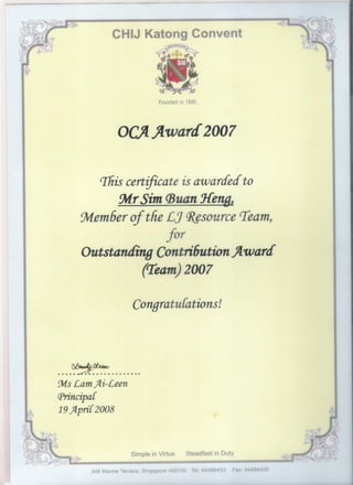 2007 KC Outstanding Contribution Award