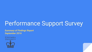 Performance Support Survey
Summary of Findings Report
September 2016
 