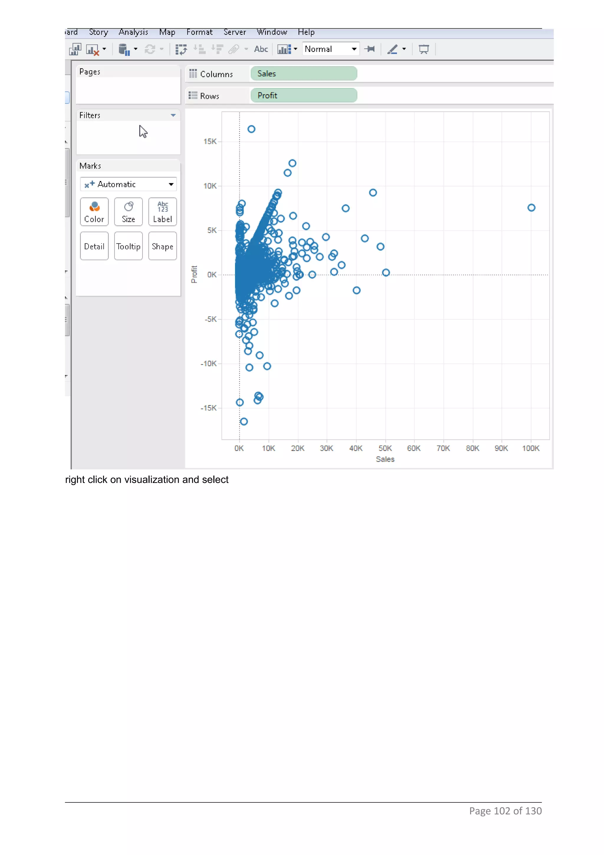 right click on visualization and select
Page 102 of 130
 