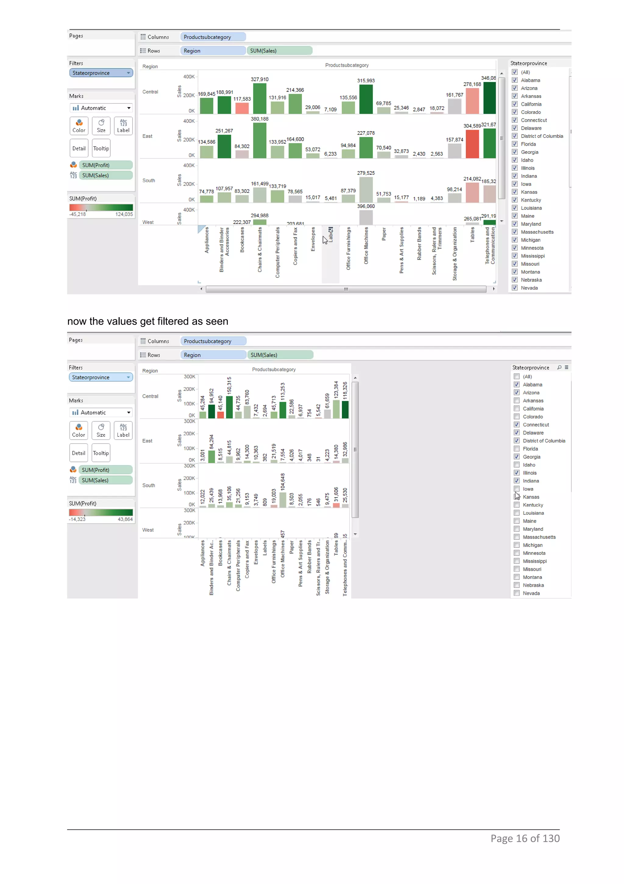 now the values get filtered as seen
Page 16 of 130
 