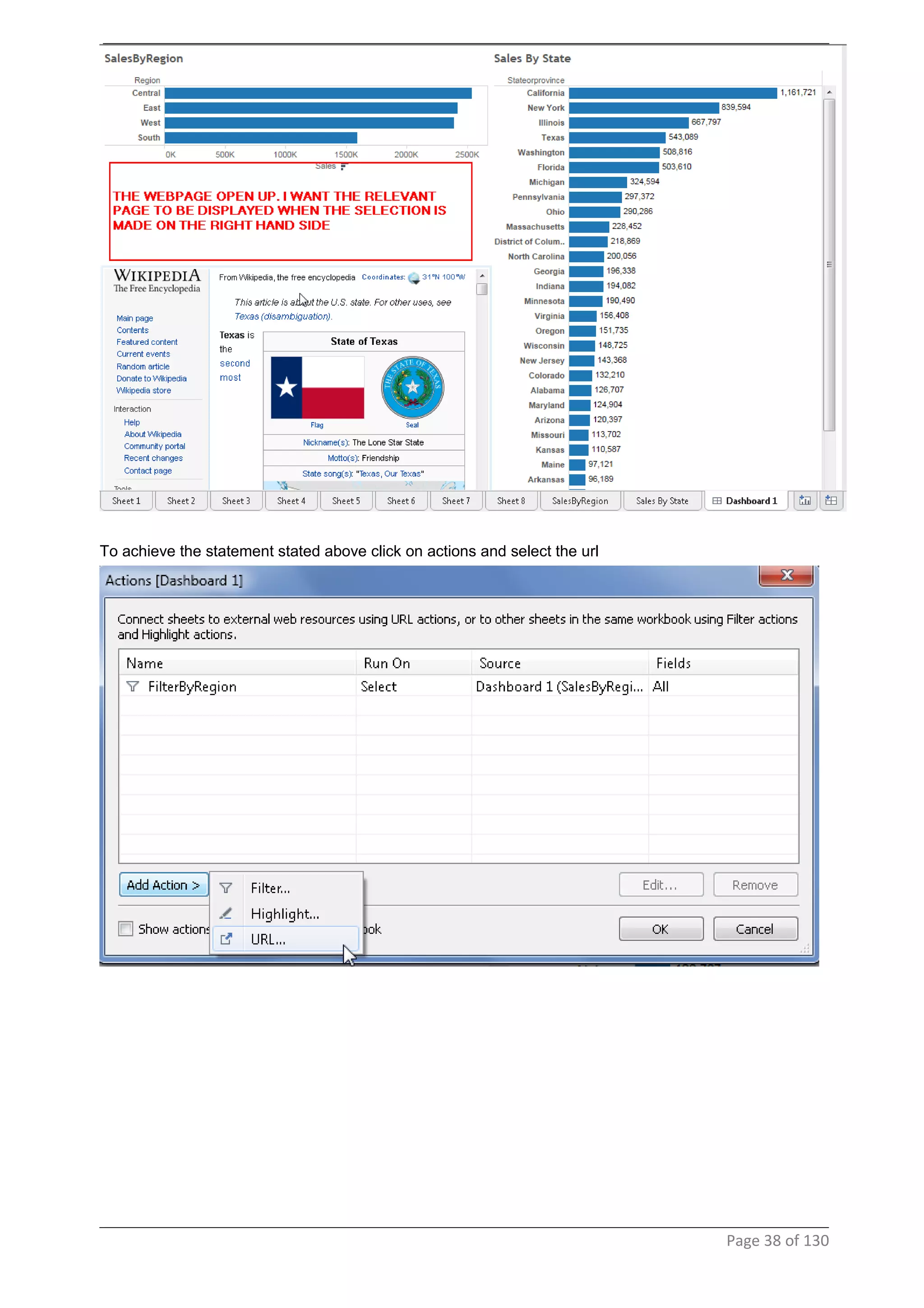 To achieve the statement stated above click on actions and select the url
Page 38 of 130
 