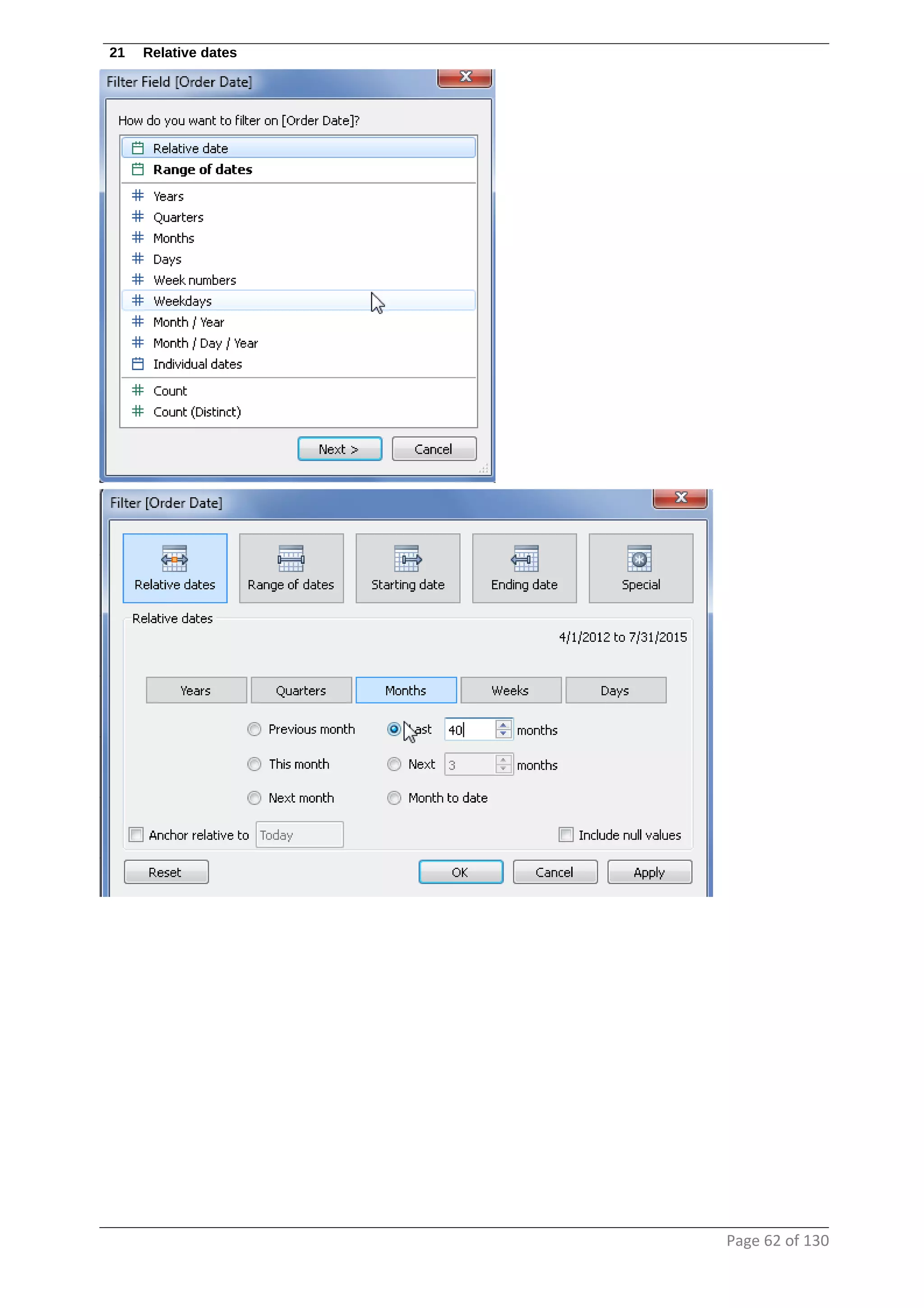 21 Relative dates
Page 62 of 130
 