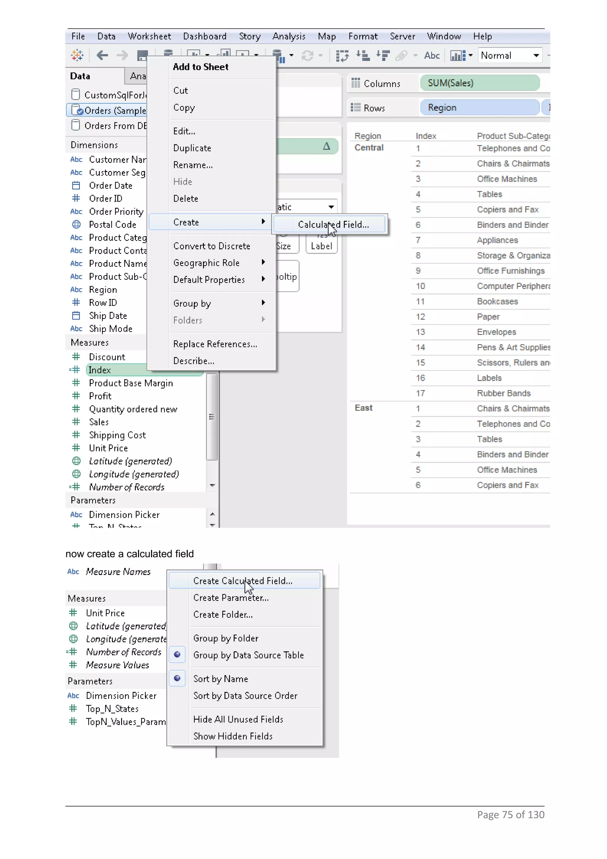 now create a calculated field
Page 75 of 130
 