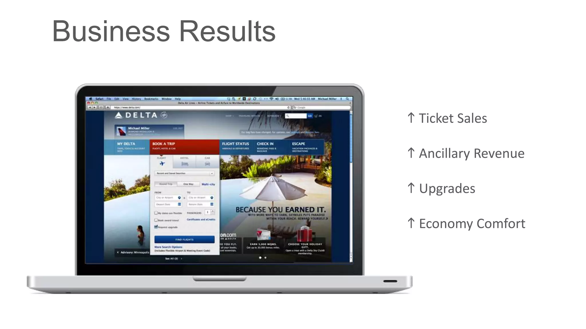  Ticket Sales
 Ancillary Revenue
 Upgrades
 Economy Comfort
Business Results
 