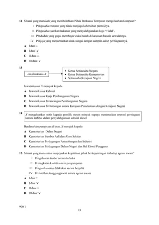 12 Situasi yang manakah yang membolehkan Pihak Berkuasa Tempatan mengeluarkan kompaun?
           I Pengusaha restoran yan...
