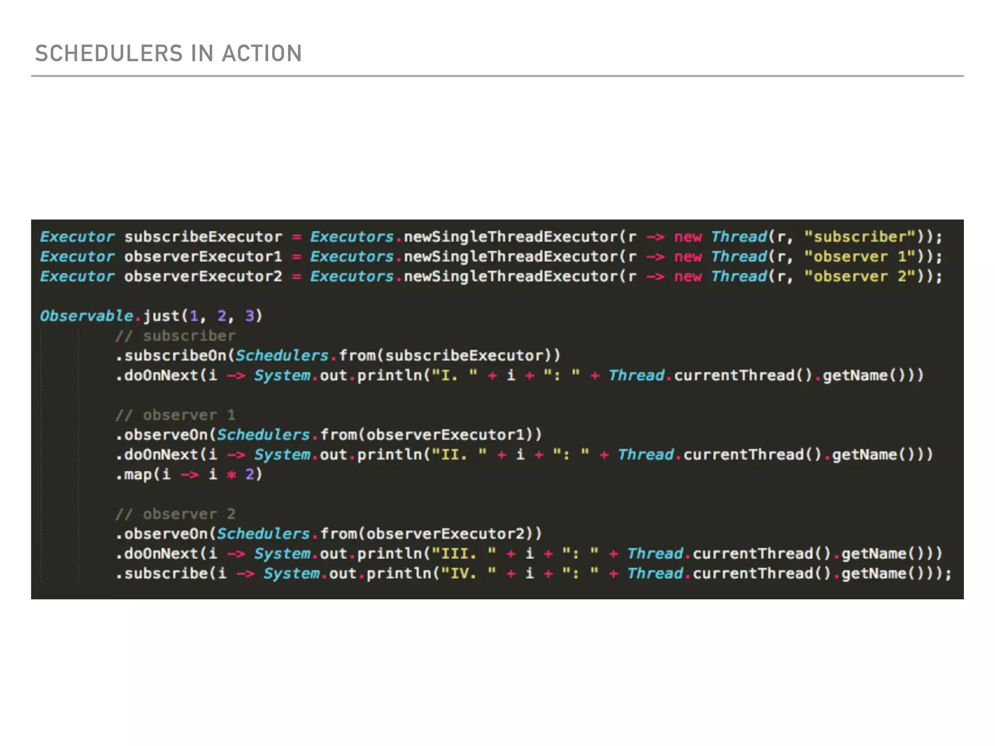 SCHEDULERS IN ACTION
 