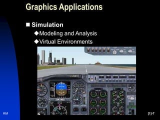 RM [1]-7
Graphics Applications
 Simulation
Modeling and Analysis
Virtual Environments
 
