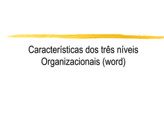 Características dos três níveis
Organizacionais (word)
 