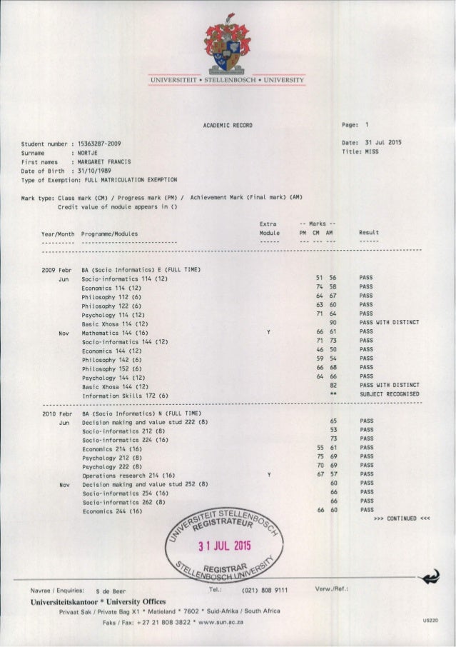university-of-stellenbosch-academic-results