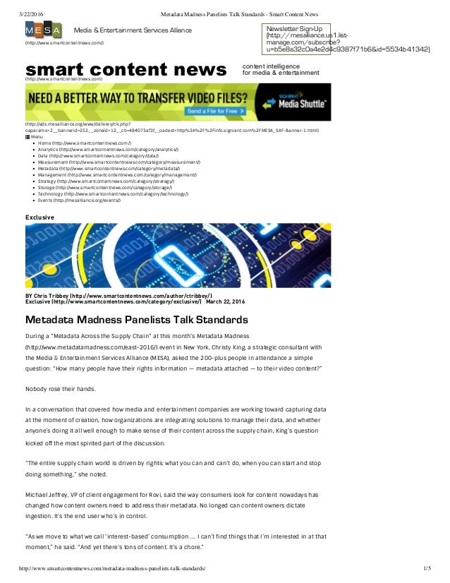 Metadata Madness Panelists Talk Standards Smart Content News