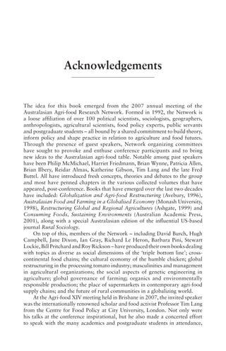 Food Security Nutrition And Sustainability Geoffrey Lawrence | PDF
