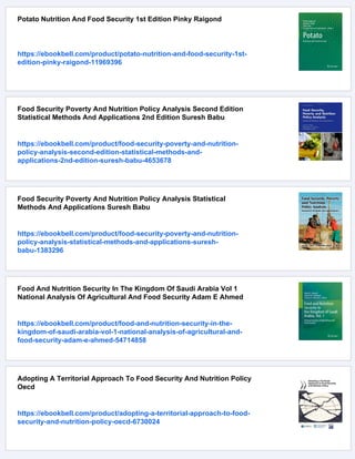 Food Security Nutrition And Sustainability Geoffrey Lawrence | PDF