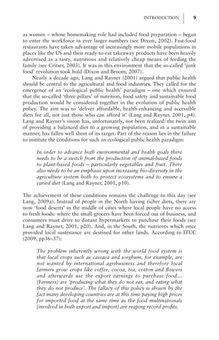 Food Security Nutrition And Sustainability Geoffrey Lawrence | PDF