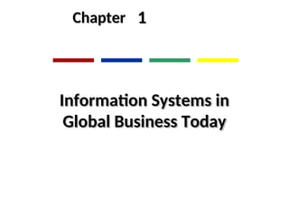 1
1
Chapter
Chapter
Information Systems in
Information Systems in
Global Business Today
Global Business Today
 