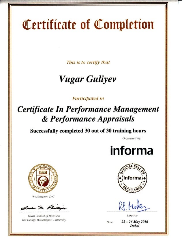 certificate of performance template