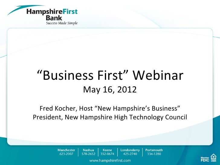 Hampshire First Bank 2012 Business First Survey