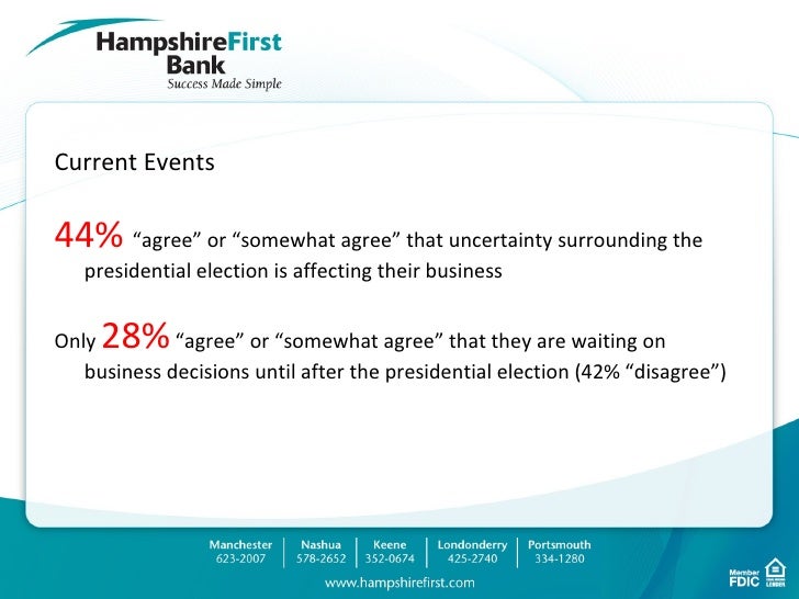 Hampshire First Bank 2012 Business First Survey