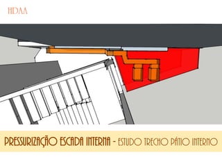 Pressurização escada interna - estudo trecho pátio interno
 